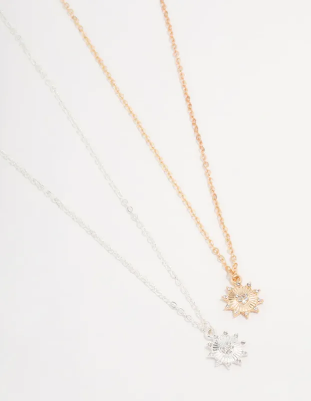 Mixed Metals Celestial Heart Necklaces 2-Pack sold by lovisa