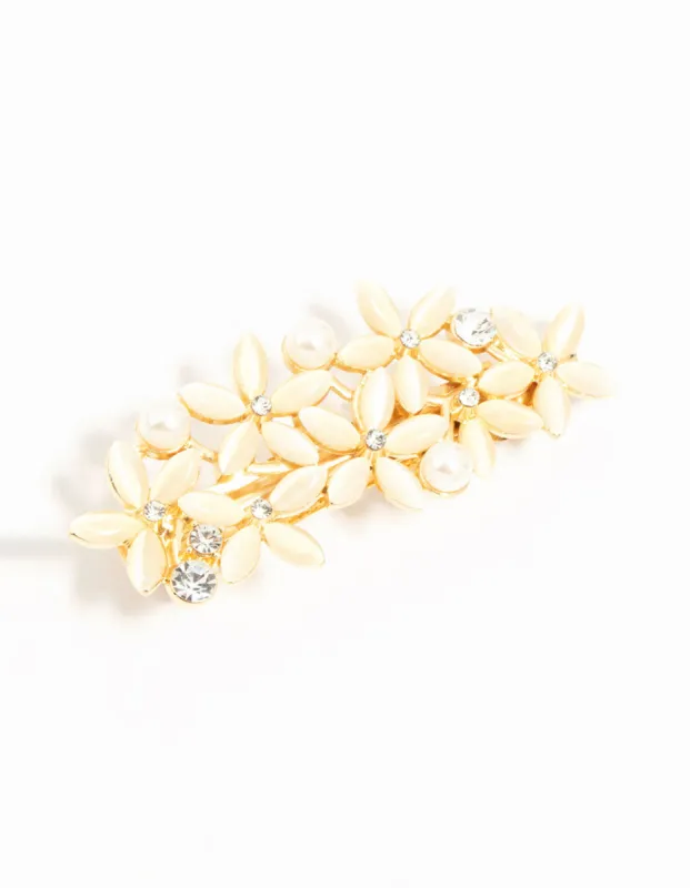 Pearl & Flower Cluster Hair Clip sold by lovisa