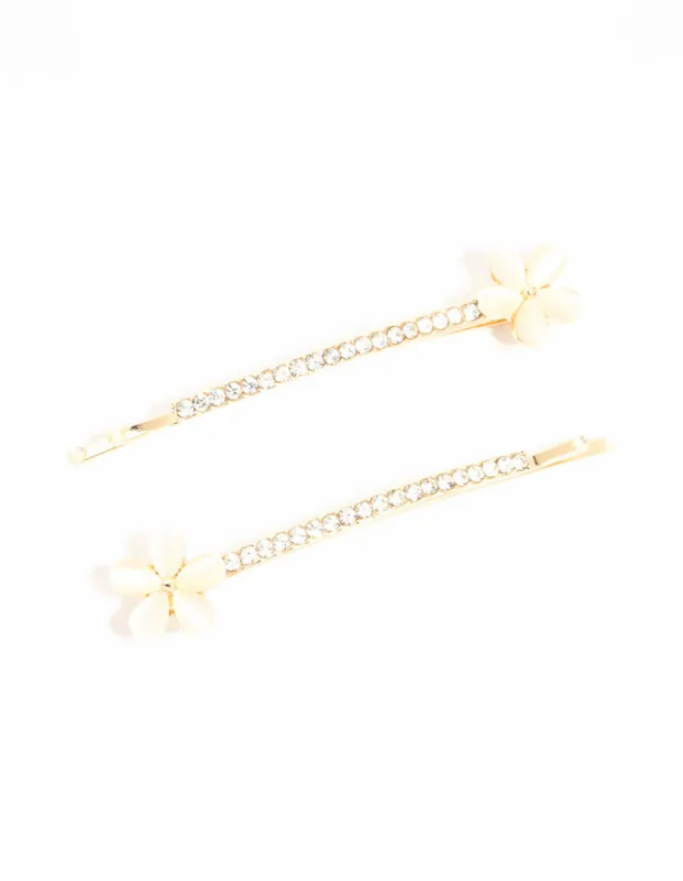 Gold Pave Diamante Flower Slides 2-Pack sold by lovisa