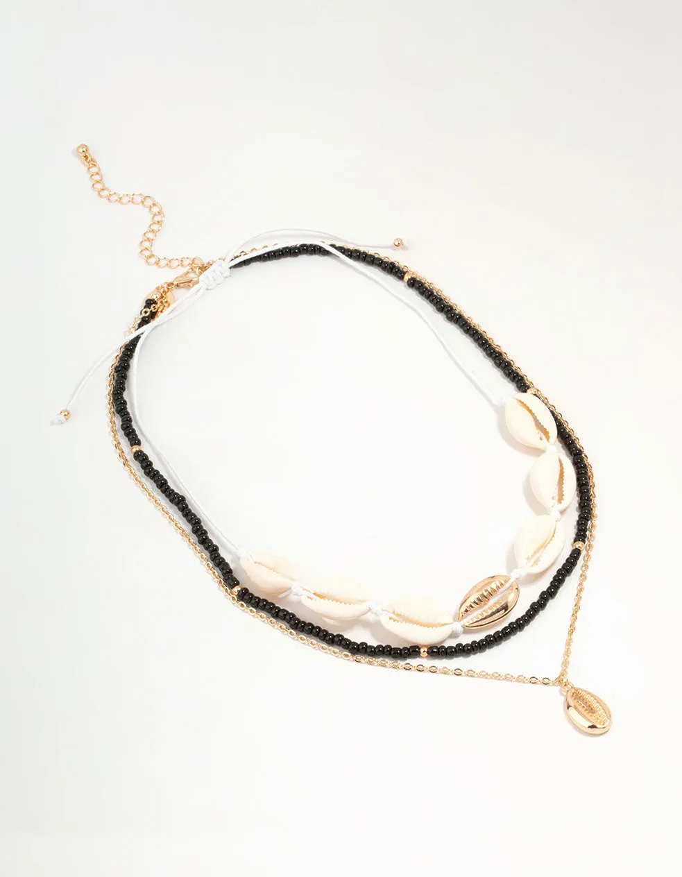 Shell & Black Cord Layered Necklace sold by lovisa product image thumbnail 2