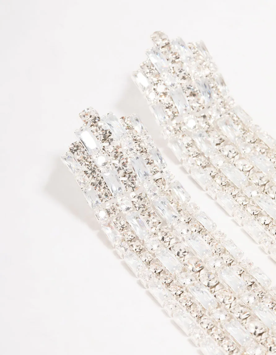 Silver Cubic Zirconia Cup Chain Silver Drop Earrings sold by lovisa product image thumbnail 2