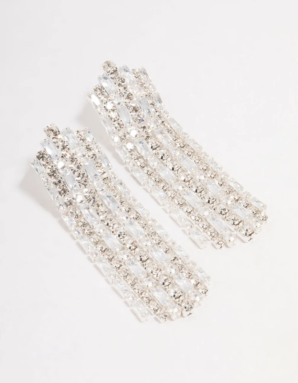 Silver Cubic Zirconia Cup Chain Silver Drop Earrings sold by lovisa