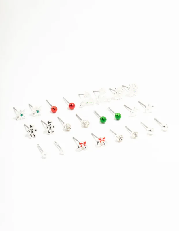 Gingerbread Man & Red Bow Stud Earrings 12-Pack sold by lovisa
