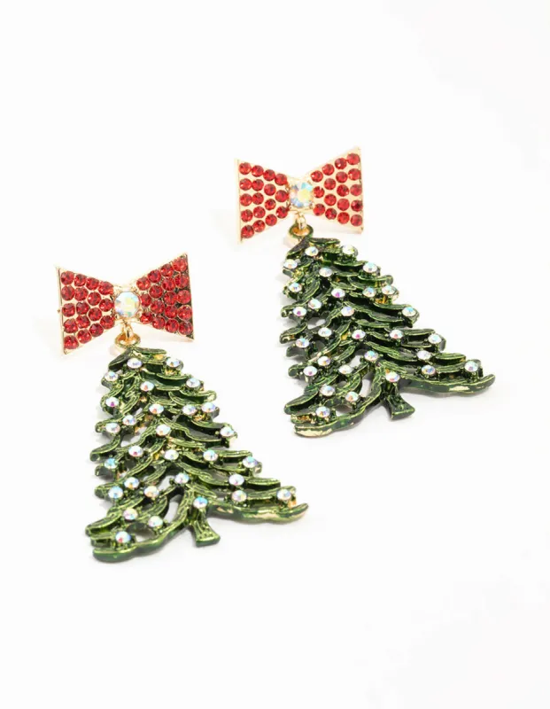 Green Christmas Tree Drop Earrings sold by lovisa