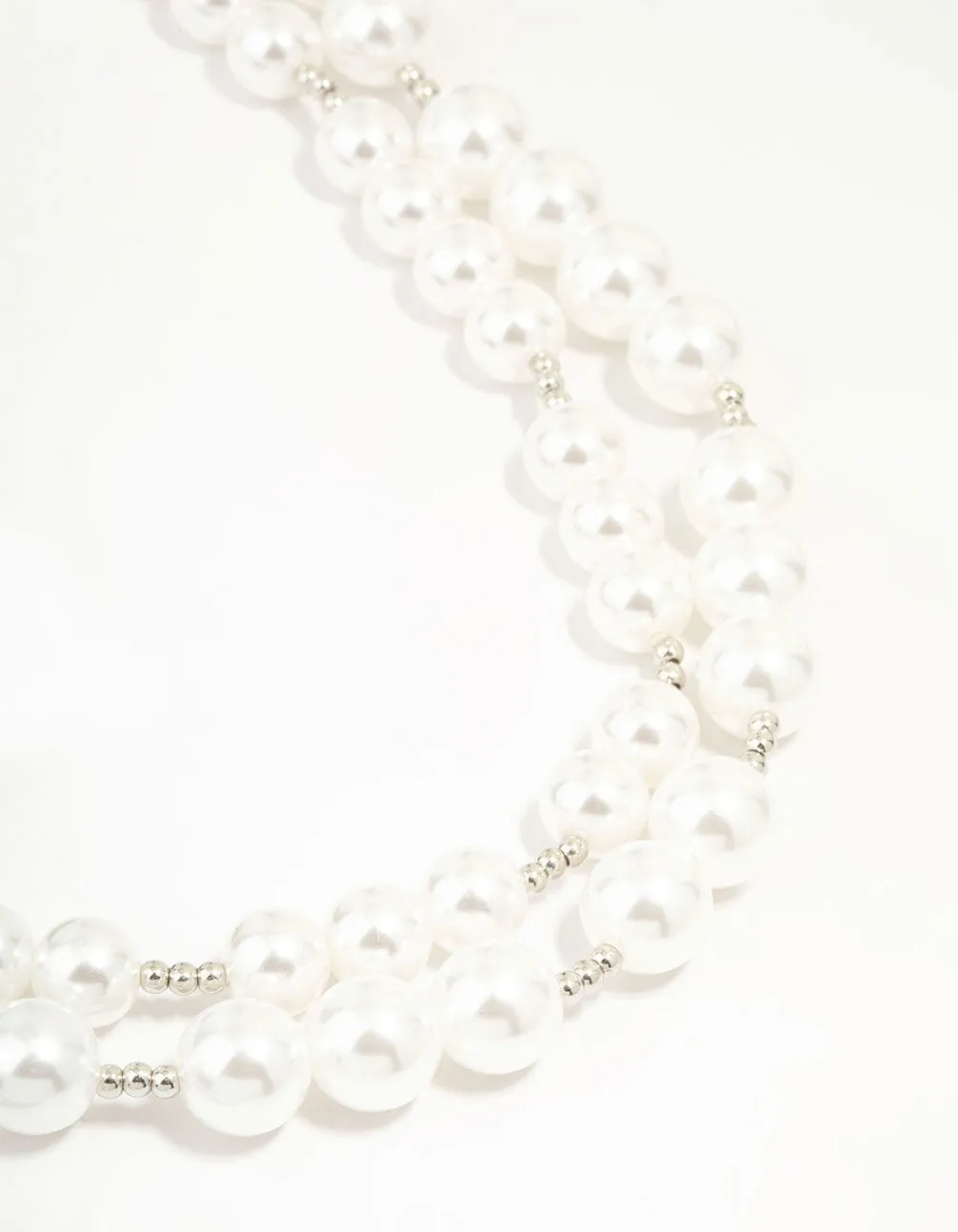 Pearl & Silver Beads Layered Necklace sold by lovisa