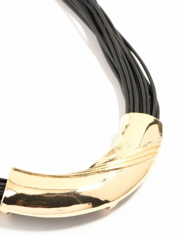 Black & Gold Textured Statement Necklace sold by lovisa