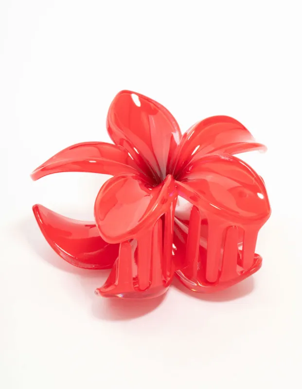 Red Frangipani Claw Clip sold by lovisa
