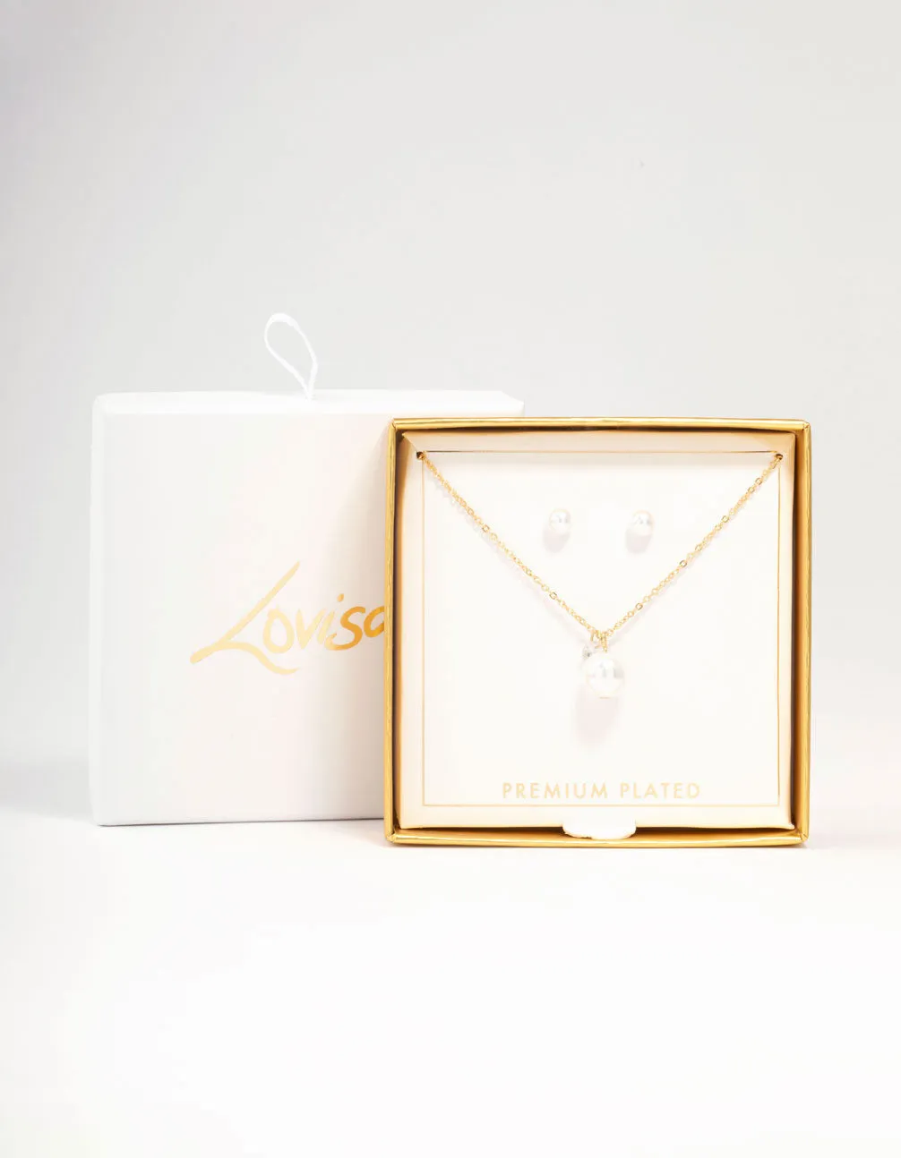 Gold Pearl Diamante Necklace & Stud Earrings Set sold by lovisa product image thumbnail 3