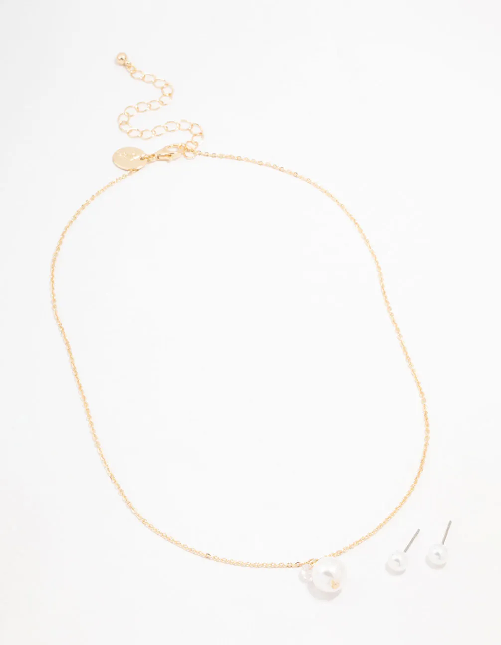 Gold Pearl Diamante Necklace & Stud Earrings Set sold by lovisa product image thumbnail 2