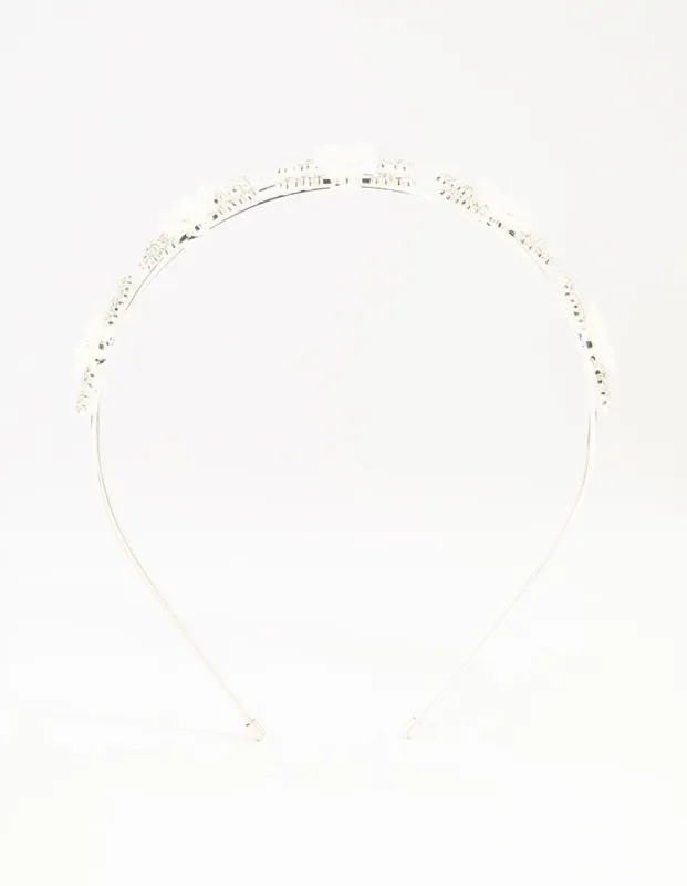 Silver Mini Crystal Flower Double Headband sold by lovisa