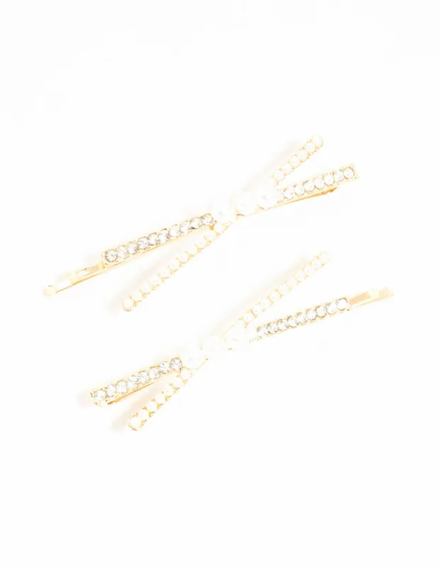 Pearl & Pave Criss Cross Slides 2-Pack sold by lovisa