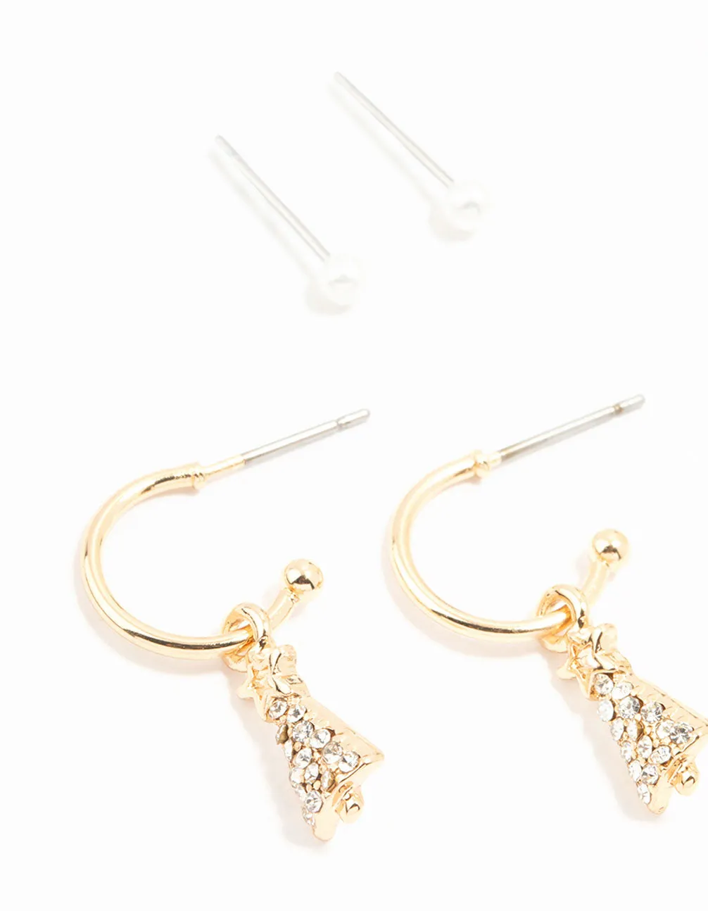 Gold Winter Mitten & Christmas Tree Earrings 6-Pack sold by lovisa product image thumbnail 2