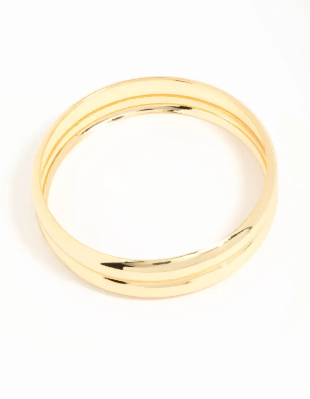 Gold Plated Wide Ribbed Bangle sold by lovisa