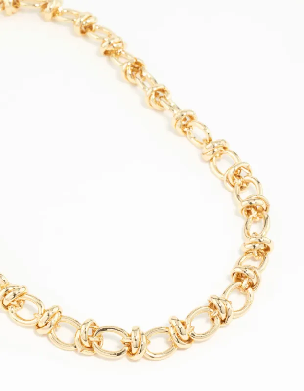 Gold Plated Knotted Chain Necklace sold by lovisa