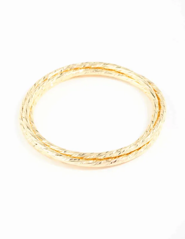 Gold Plated Textured Bangles 3-Pack sold by lovisa