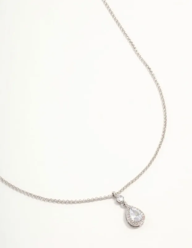 Silver Pear Cubic Zirconia Pendant Necklace sold by lovisa