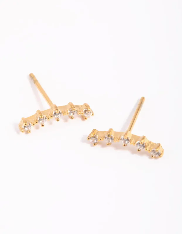 Gold Plated Surgical Steel Cubic Zirconia Crawler Stud Earrings sold by lovisa