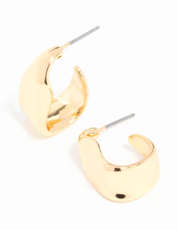 Gold Plated Wavy Molten Hoop Earrings sold by lovisa