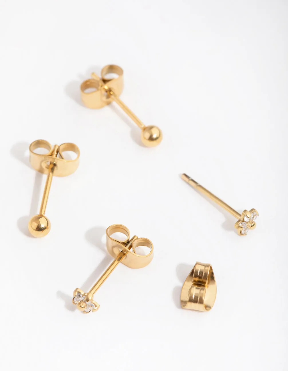 Gold Plated Surgical Steel Ball & Flower Stud Earrings 2-Pack sold by lovisa product image thumbnail 3