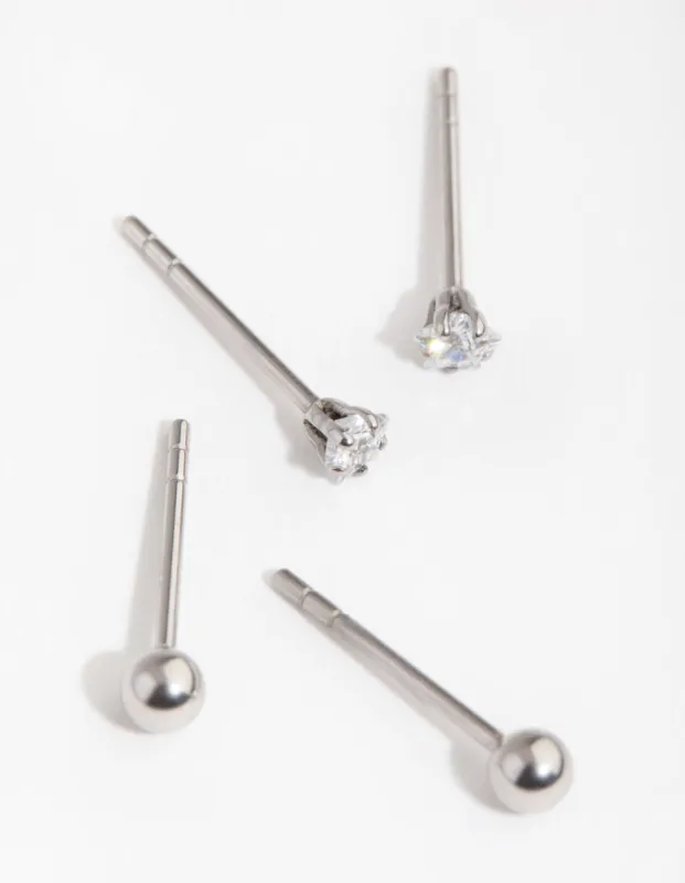 Surgical Steel Crystal & Ball Stud Earrings 2-Pack sold by lovisa