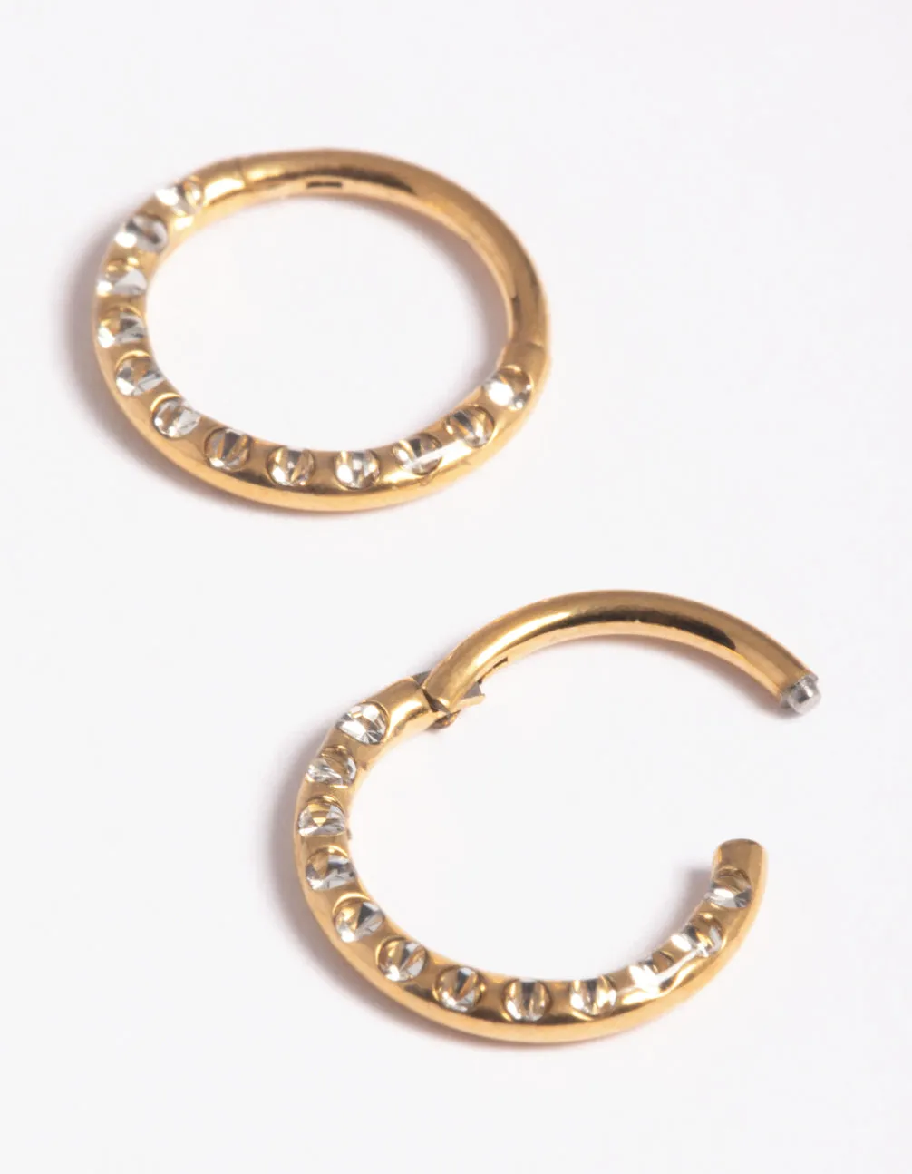 Gold Plated Surgical Steel Pave Hoop Earrings sold by lovisa product image thumbnail 3