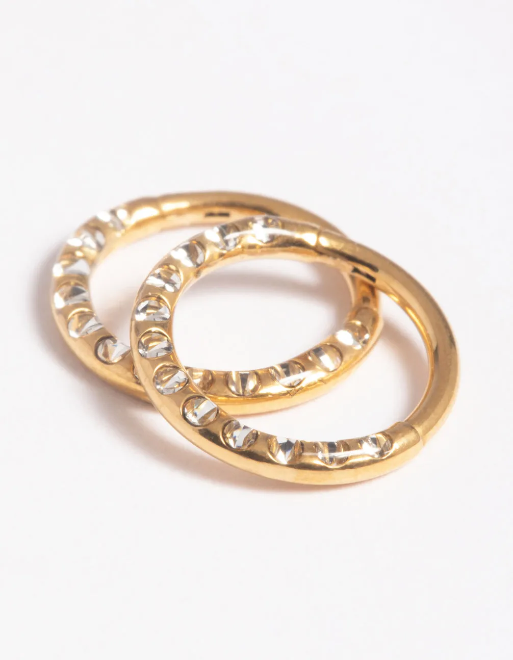 Gold Plated Surgical Steel Pave Hoop Earrings sold by lovisa product image thumbnail 2