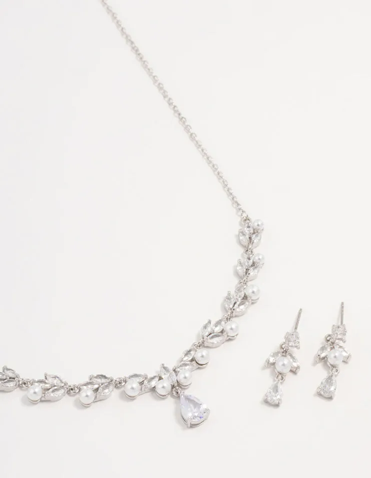 Silver Cubic Zirconia & Pearl Jewellery Set sold by lovisa