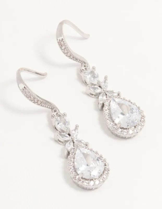 Silver Cubic Zirconia Halo Hook Earrings sold by lovisa