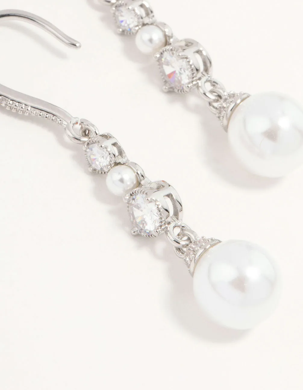 Silver Pearl & Cubic Zirconia Drop Hook Earrings sold by lovisa product image thumbnail 2