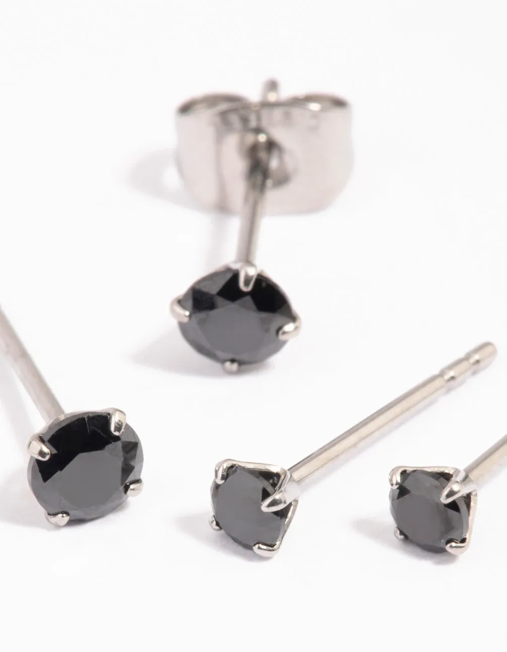 Surgical Steel Graduating Black Cubic Zirconia Stud Earrings 2-Pack sold by lovisa product image thumbnail 3