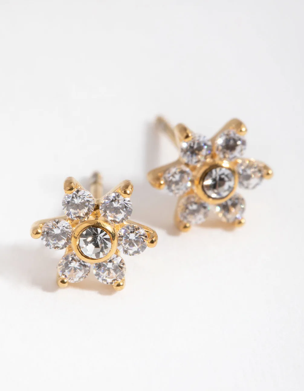 Gold Plated Surgical Steel Cubic Zirconia Flower Stud Earrings sold by lovisa product image thumbnail 2