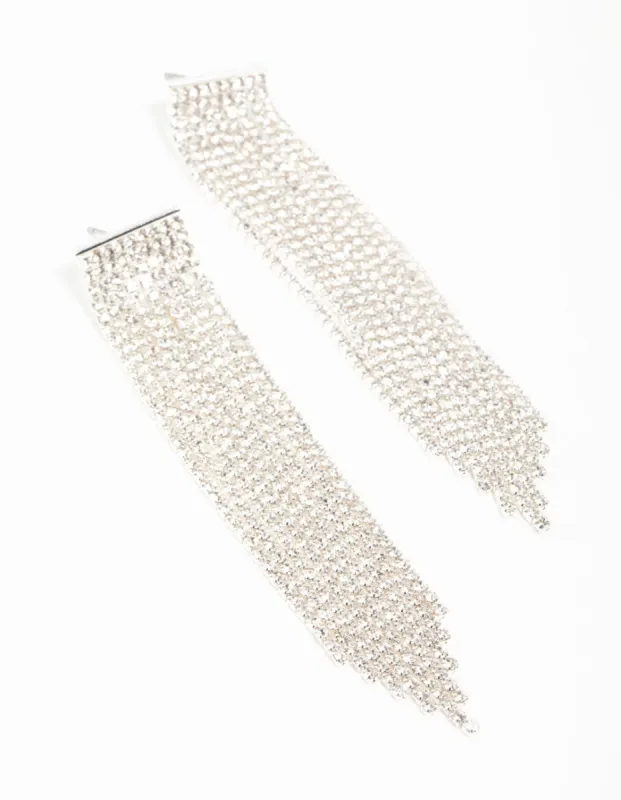 Silver Plated Cupchain Diamante Fringe Stud Earrings sold by lovisa