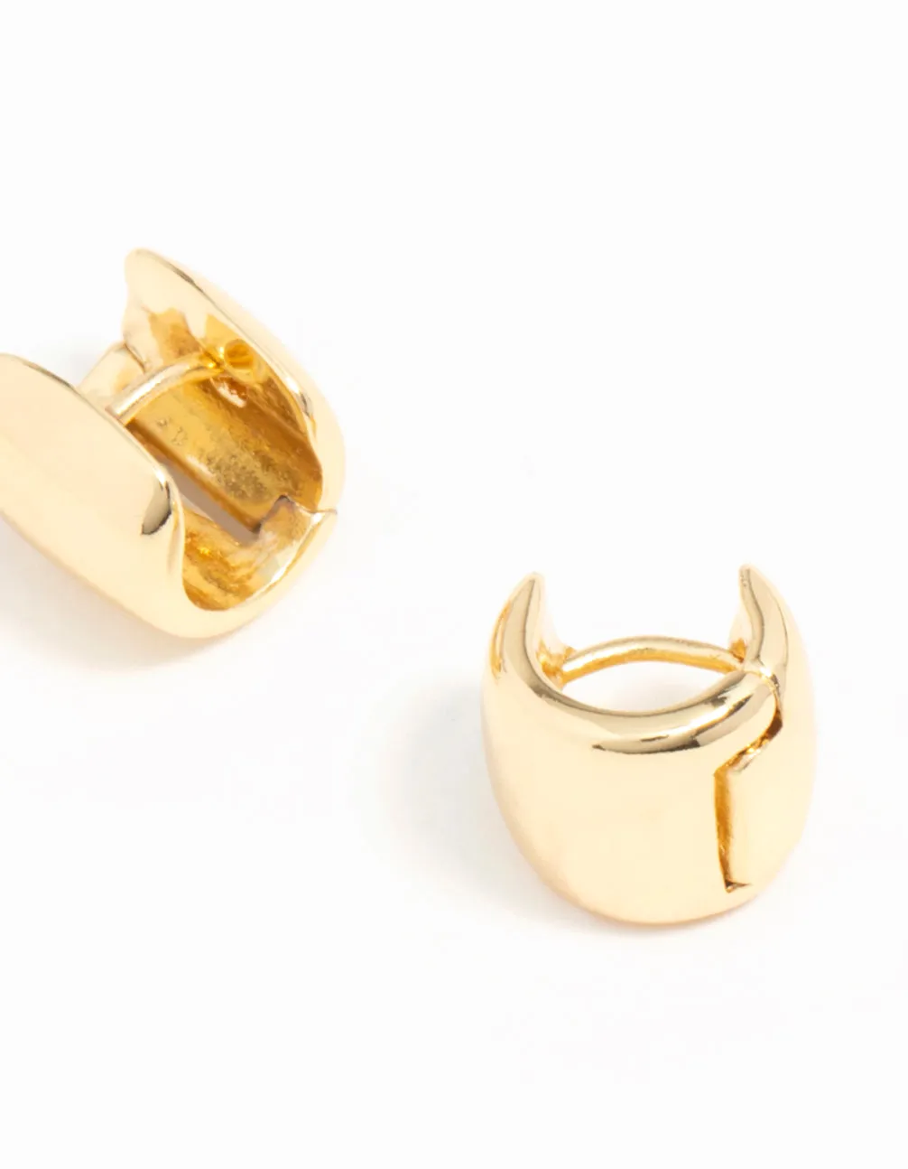 Gold Plated Wide Mini Huggie Earrings sold by lovisa product image thumbnail 3