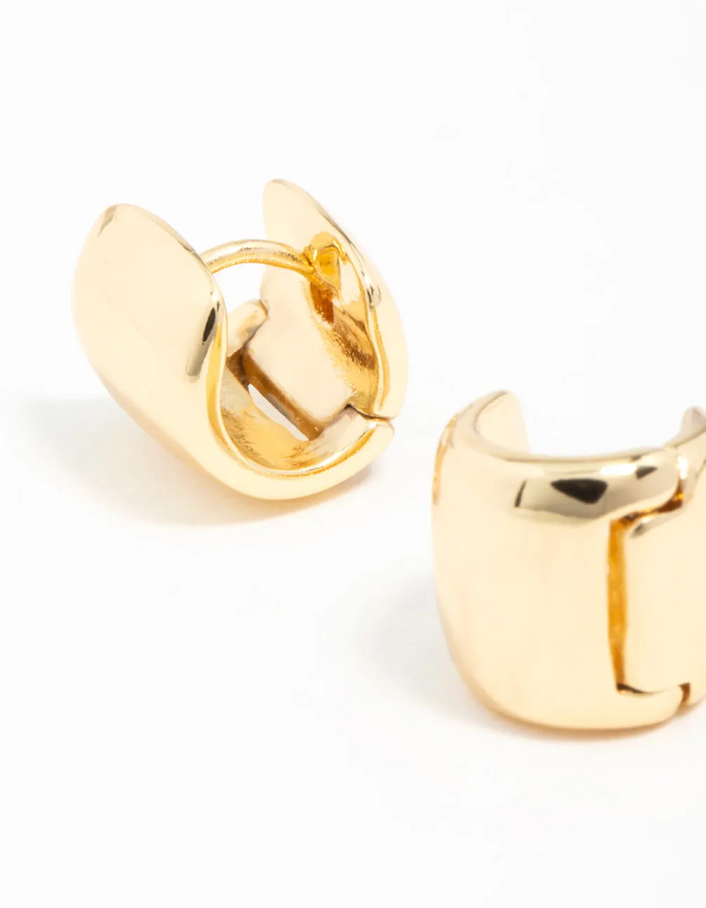 Gold Plated Wide Mini Huggie Earrings sold by lovisa product image thumbnail 2