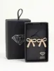 Gold Cubic Zirconia Bow Stud Earrings sold by lovisa