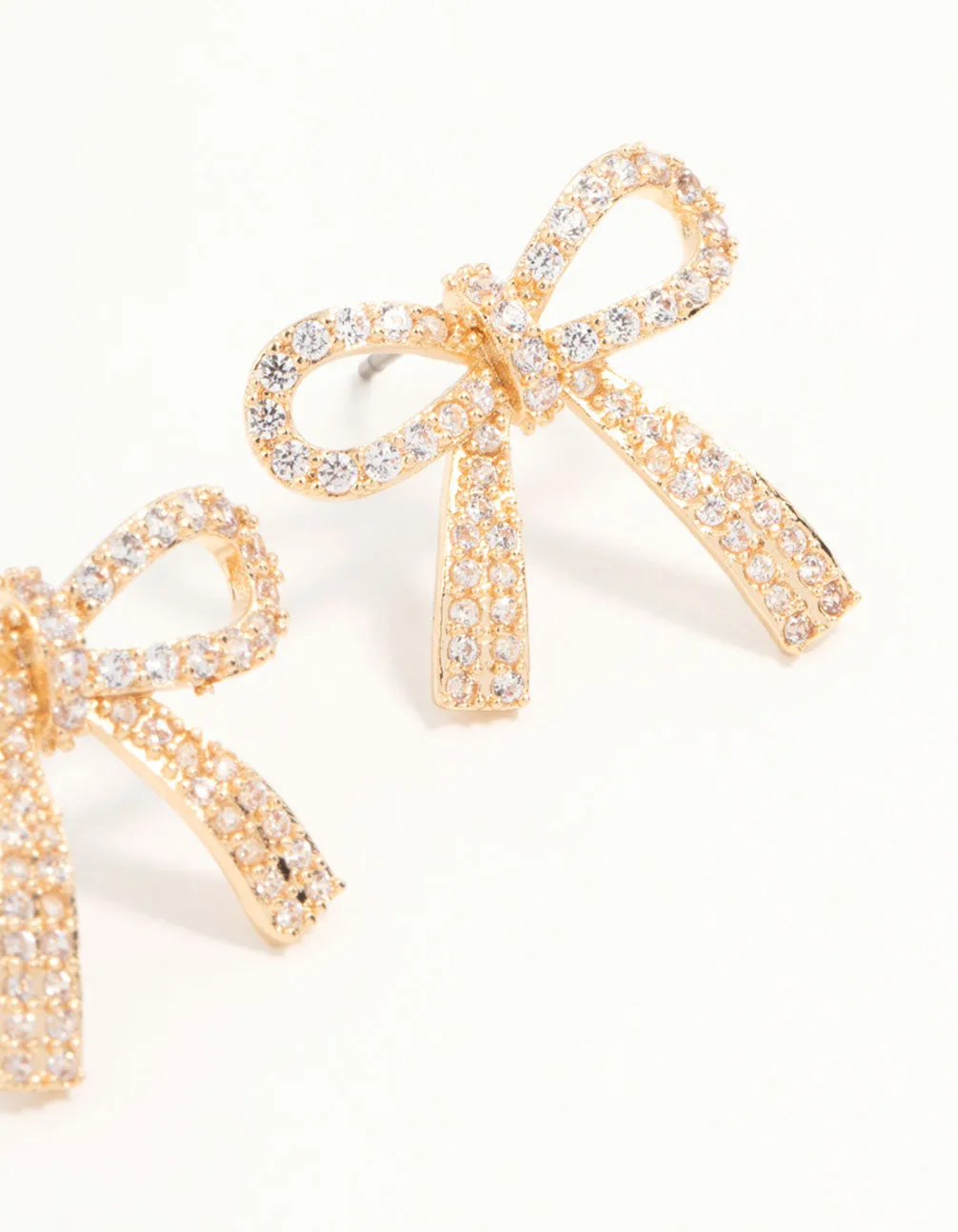 Gold Cubic Zirconia Bow Stud Earrings sold by lovisa product image thumbnail 2