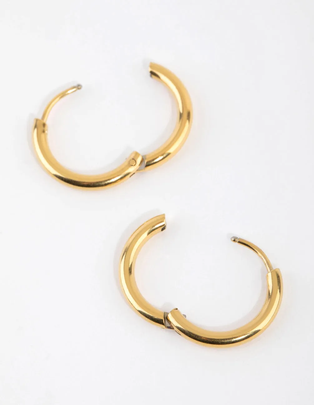 Gold Plated Surgical Steel Medium Polished Hoop Earrings sold by lovisa product image thumbnail 2