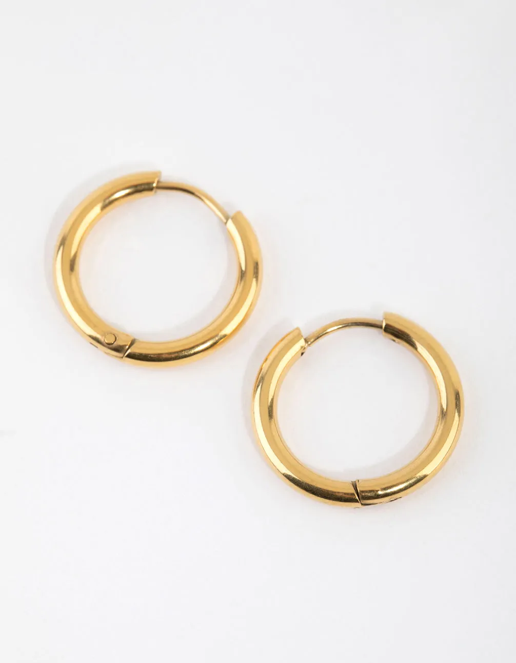 Gold Plated Surgical Steel Medium Polished Hoop Earrings sold by lovisa