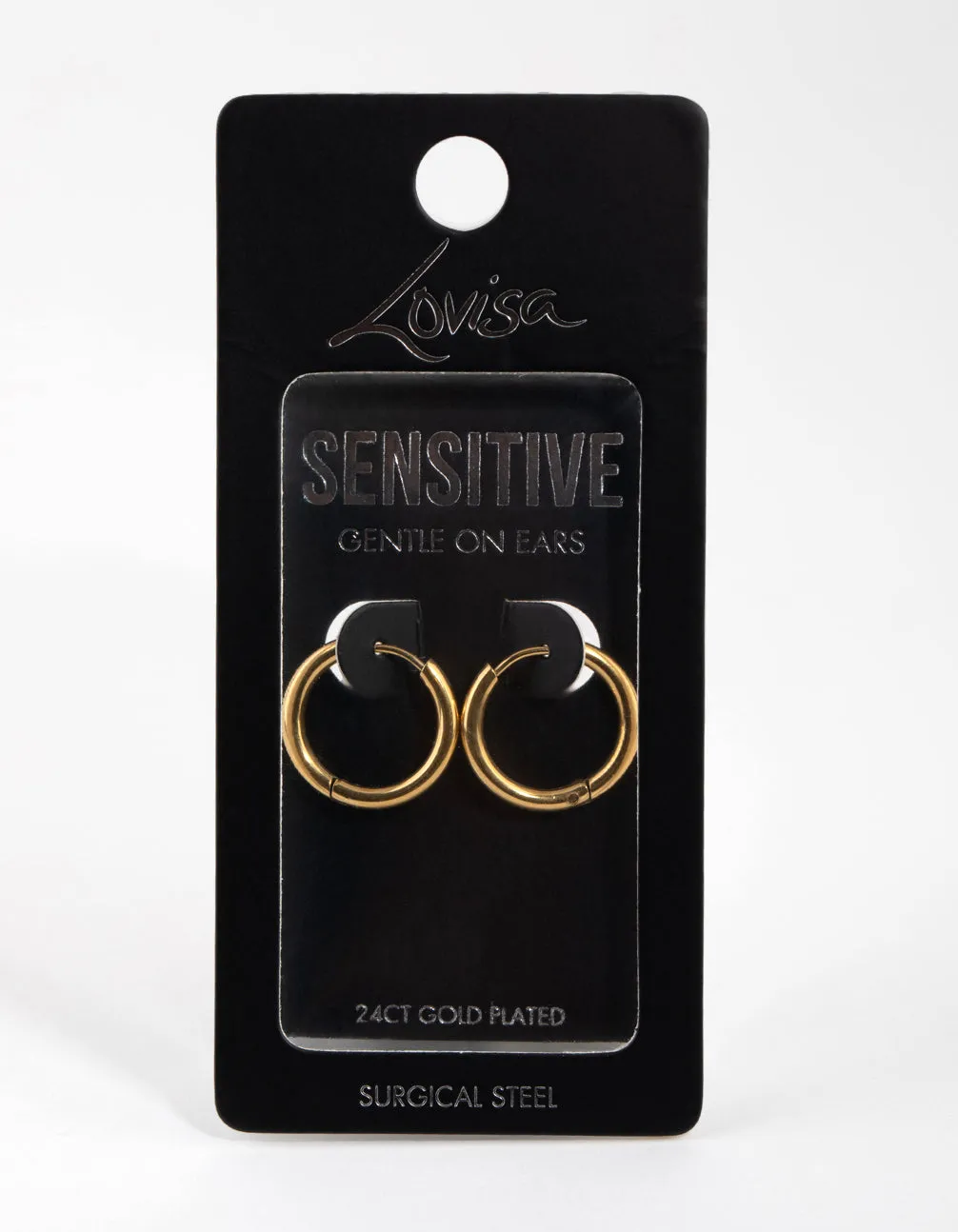 Gold Plated Surgical Steel Medium Polished Hoop Earrings sold by lovisa product image thumbnail 3