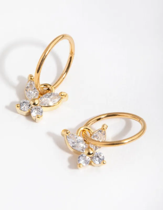 Gold Plated Surgical Steel Butterfly Sleeper Earrings sold by lovisa