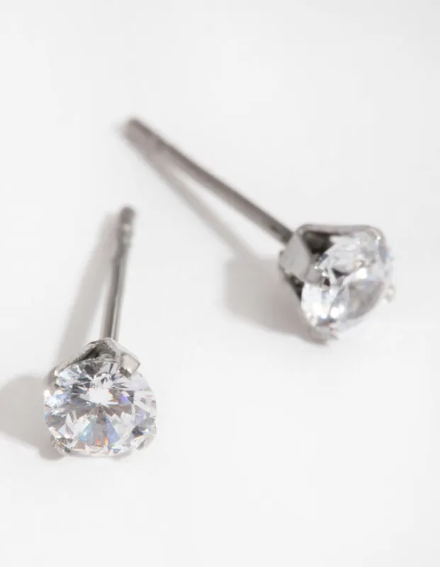 Titanium Round Cubic Zirconia Stud Earrings sold by lovisa