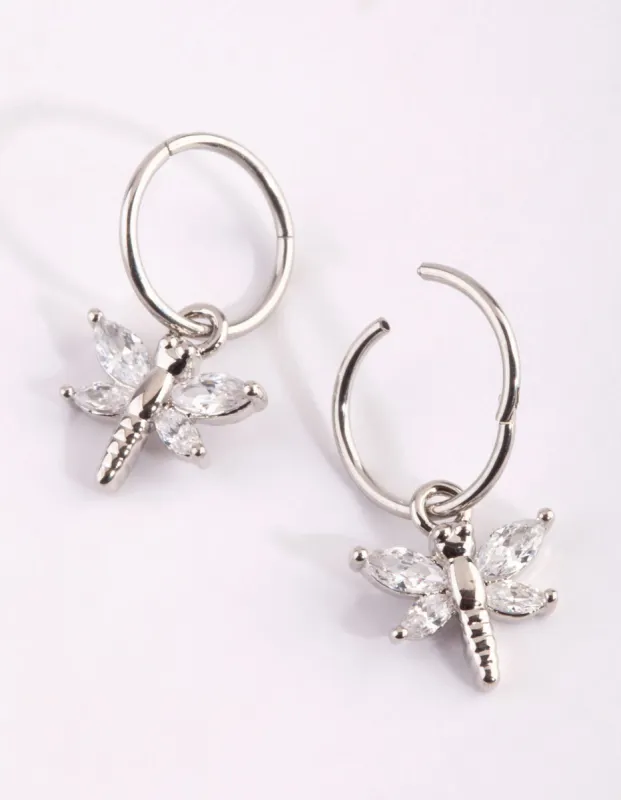 Surgical Steel Cubic Zirconia Dragonfly Hoop Earrings sold by lovisa
