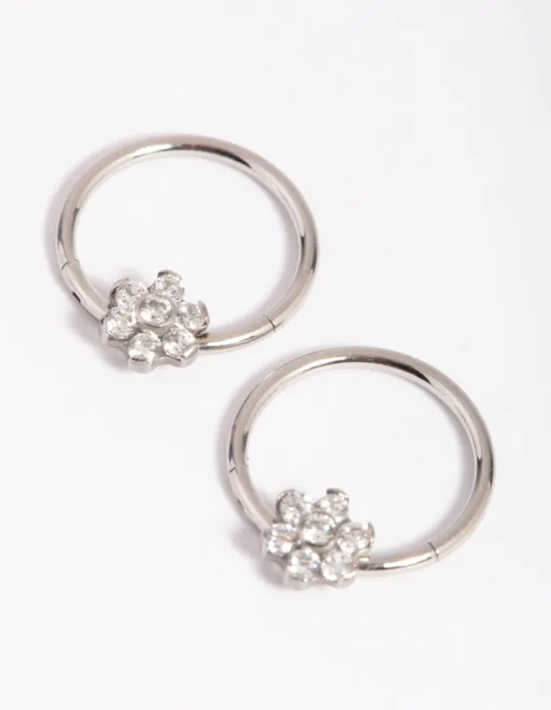 Surgical Steel Small Flower Hoop Earrings sold by lovisa