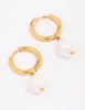 Gold Plated Surgical Steel Classic Freshwater Pearl Hoop Earrings sold by lovisa