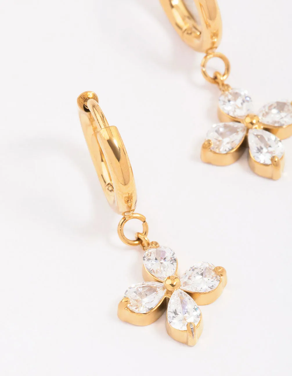 Gold Plated Surgical Steel Flower Huggie Hoop Earrings sold by lovisa product image thumbnail 2