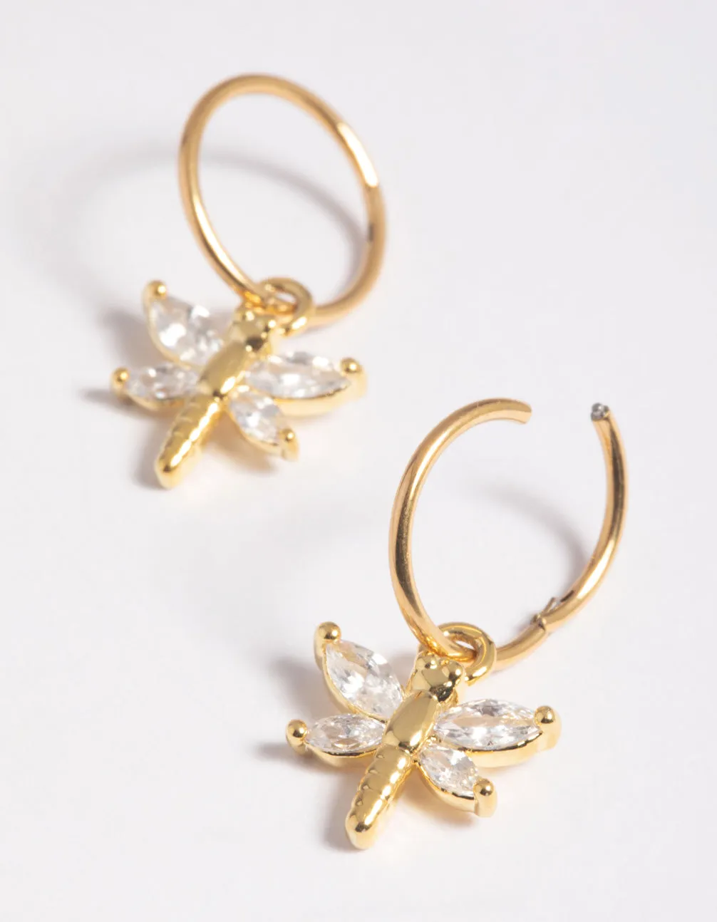 Gold Plated Surgical Steel Cubic Zirconia Dragonfly Hoop Earrings sold by lovisa product image thumbnail 3