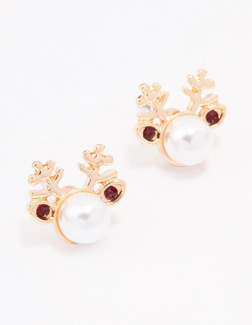 Gold Pearl Reindeer Stud Earrings sold by lovisa