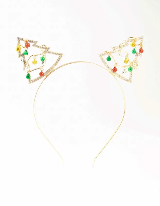 Yellow, Green & Red Bells Gold Headband sold by lovisa