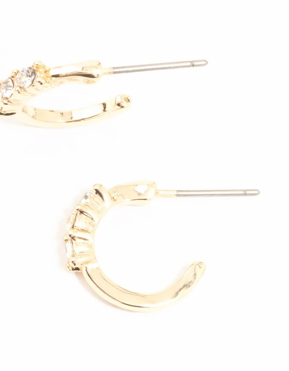 Gold Diamante Huggie Earrings sold by lovisa product image thumbnail 3