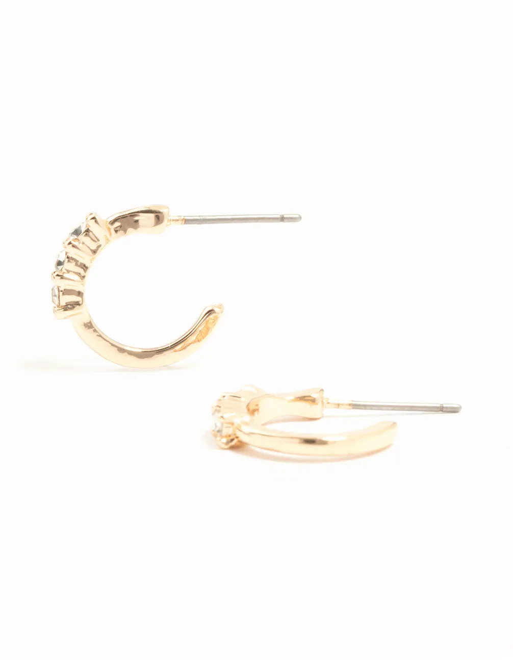 Gold Diamante Huggie Earrings sold by lovisa